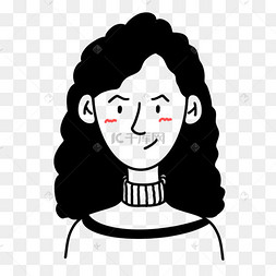 微笑长发女生无色人物头像