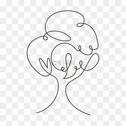 抽象线条画树黑色线条大树