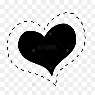 黑色线稿虚线爱心