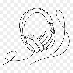 右边耳机线条艺术画