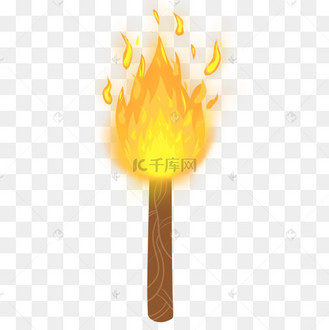 卡通燃烧的篝火火把
