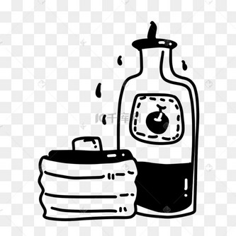 简约手绘黑白涂鸦酒瓶