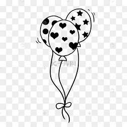 三个黑色线稿生日快乐印花气球