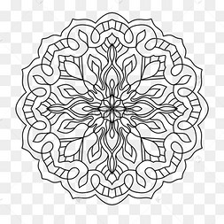 手绘素描印度花纹黑白万花筒