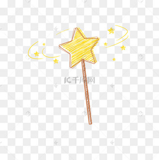 线描星星图案魔法棒剪贴画