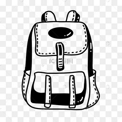 创意黑白单色涂鸦手绘卡通书包