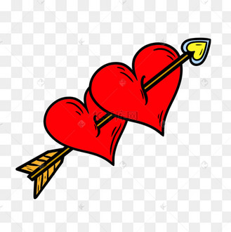 被弓箭穿透的两颗红心