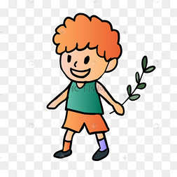 儿童节人物橙色烫发男孩