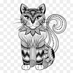 黑色线条猫咪