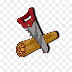 红色锯木头锯剪贴画