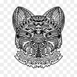 狗狗肖像抽象风格禅绕画黑色zentan