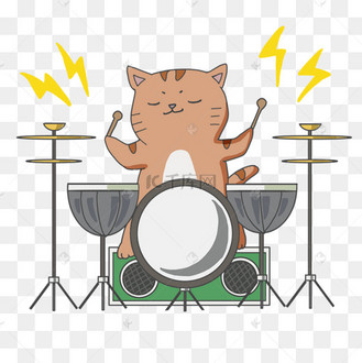卡通可爱猫咪玩音乐