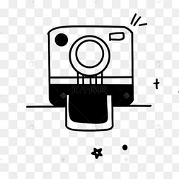 黑白涂鸦黑色简约拍立得