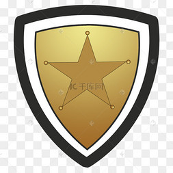 暗金色立体警徽剪贴画