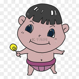 黑色头发可爱婴儿卡通开心大笑表