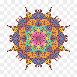 彩色传统花纹曼陀罗装饰抽象纹理
