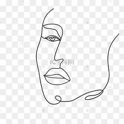 抽象线稿人脸半面人像