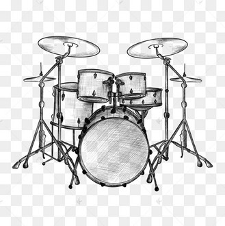 复古素描风格架子鼓