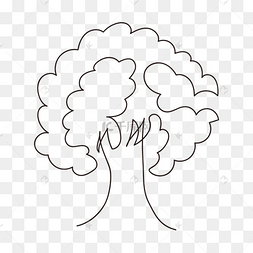 黑白大树抽象线条画树