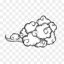黑白线条太阳云朵