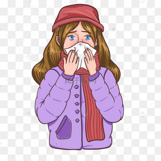 流感剪贴画冬天擤鼻涕的女生
