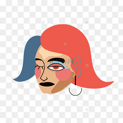 抽象红蓝头发艺术感女人