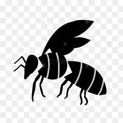 蜜蜂剪影简单黑色剪纸