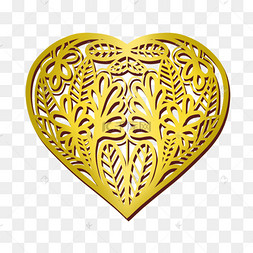 可爱稻穗花纹镂空金色爱心