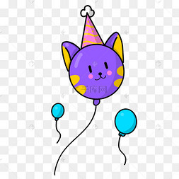 猫咪气球卡通生日剪贴画