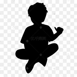 儿童剪影坐着