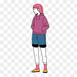 时尚卫衣可爱女生卡通人物剪贴画