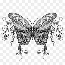 黑白蝴蝶花纹
