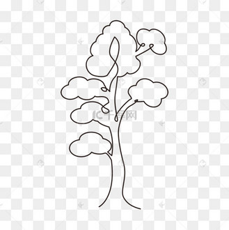 抽象线条画树装饰线条