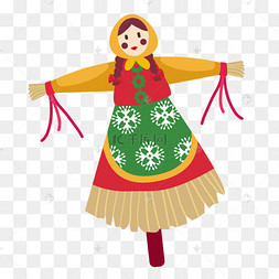 谢肉节黄色头巾卡通草人