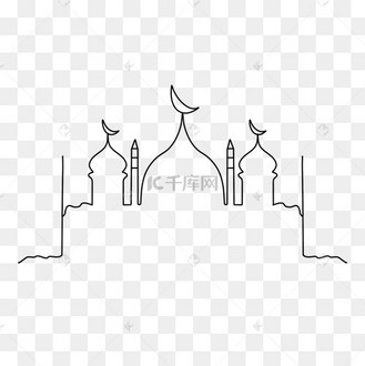 抽象轮廓线条画清真寺