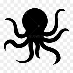 鱼剪影海洋生物章鱼
