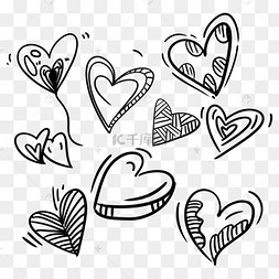 创意爱心组合涂鸦线条画