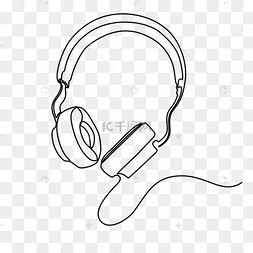 创意延长式头戴式耳机线条画