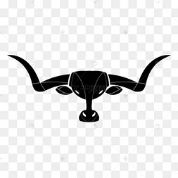 长角牛牛角黑白剪贴画