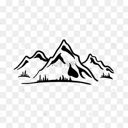 美式黑白素描山