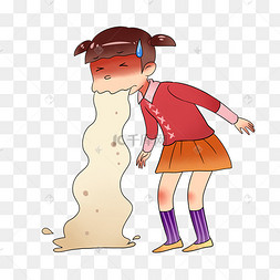 生病呕吐的女孩