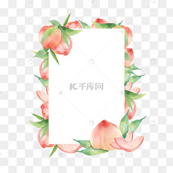 粉红色桃子水果水彩边框