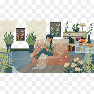 坐在沙发的小女孩儿
