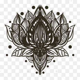 神圣黑白荷花花纹