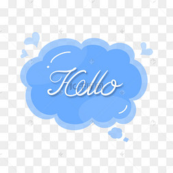 蓝色流行语hello抽象文本框
