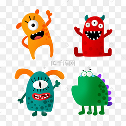 可爱的卡通怪物怪兽集合