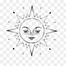 黑白抽象太阳人脸