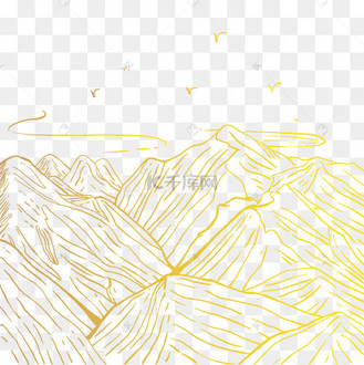 描金金色烫金金边点线线描山水