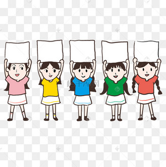 卡通多人举牌小人