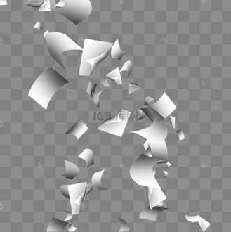 弯曲纸张碎片落下